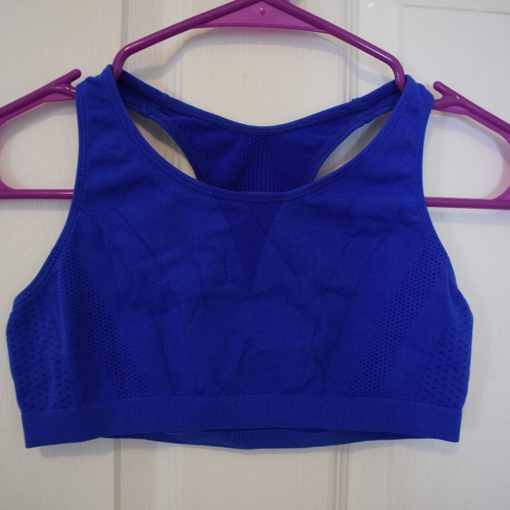Racerback Sports Workout Compression Blue Bra